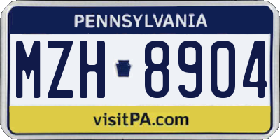 PA license plate MZH8904