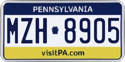 PA license plate MZH8905