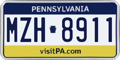 PA license plate MZH8911