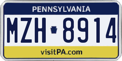 PA license plate MZH8914