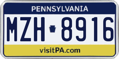 PA license plate MZH8916