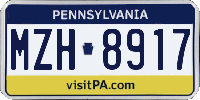 PA license plate MZH8917