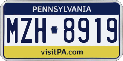 PA license plate MZH8919