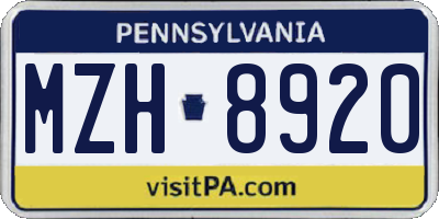 PA license plate MZH8920