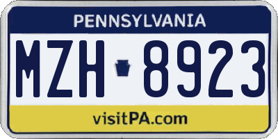 PA license plate MZH8923