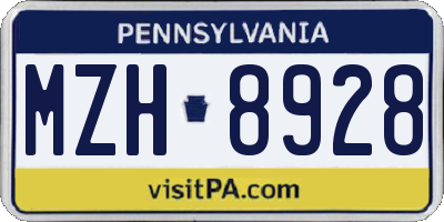 PA license plate MZH8928