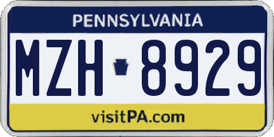 PA license plate MZH8929