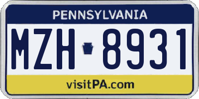 PA license plate MZH8931