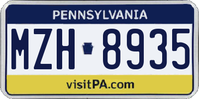 PA license plate MZH8935
