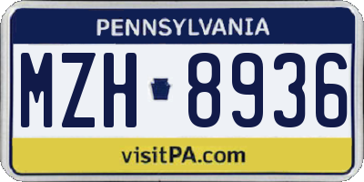 PA license plate MZH8936
