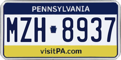 PA license plate MZH8937