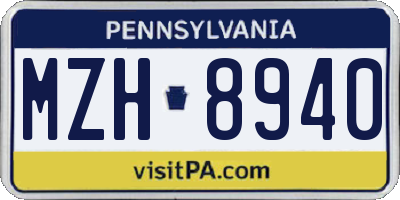 PA license plate MZH8940