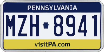 PA license plate MZH8941