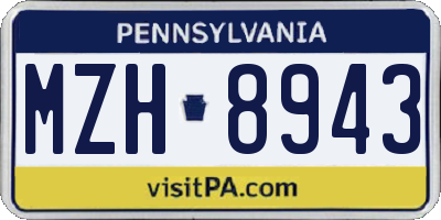 PA license plate MZH8943