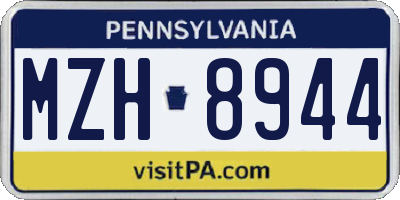 PA license plate MZH8944