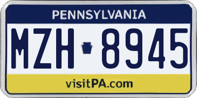 PA license plate MZH8945