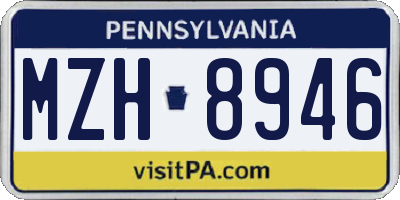 PA license plate MZH8946