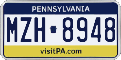 PA license plate MZH8948