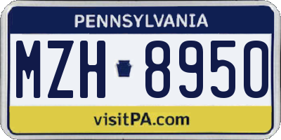 PA license plate MZH8950