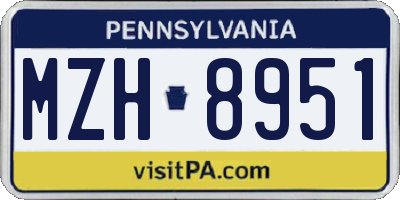 PA license plate MZH8951