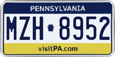 PA license plate MZH8952