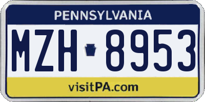 PA license plate MZH8953