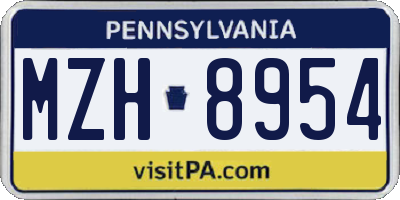 PA license plate MZH8954