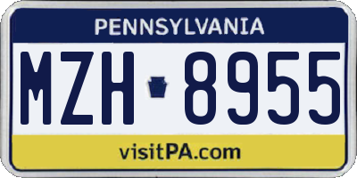 PA license plate MZH8955