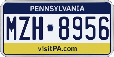 PA license plate MZH8956