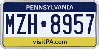 PA license plate MZH8957