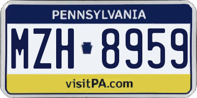 PA license plate MZH8959