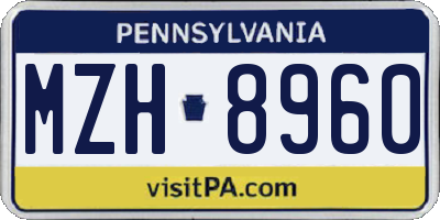 PA license plate MZH8960