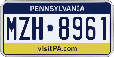 PA license plate MZH8961