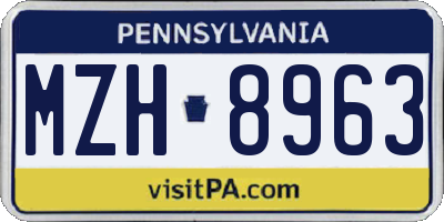 PA license plate MZH8963