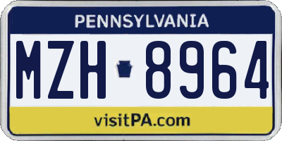 PA license plate MZH8964