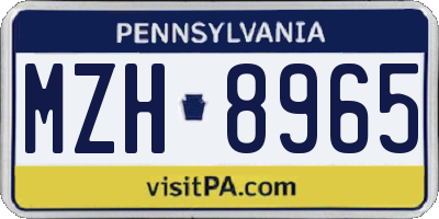 PA license plate MZH8965