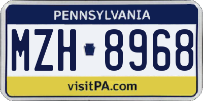 PA license plate MZH8968