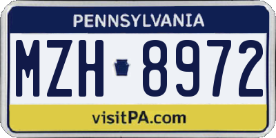 PA license plate MZH8972