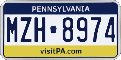 PA license plate MZH8974