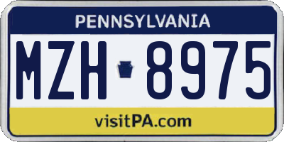 PA license plate MZH8975