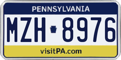 PA license plate MZH8976