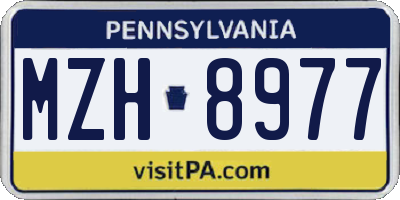 PA license plate MZH8977