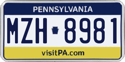 PA license plate MZH8981