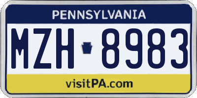 PA license plate MZH8983