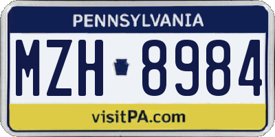 PA license plate MZH8984
