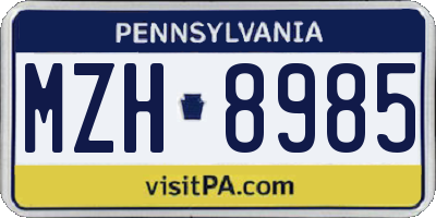 PA license plate MZH8985