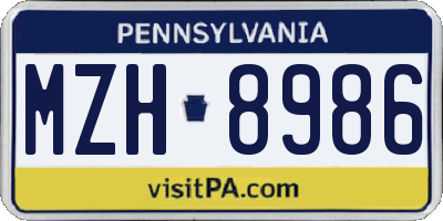 PA license plate MZH8986