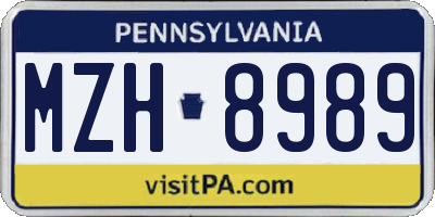 PA license plate MZH8989