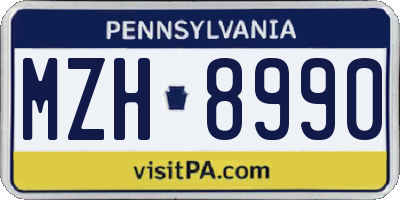 PA license plate MZH8990