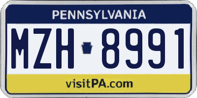 PA license plate MZH8991